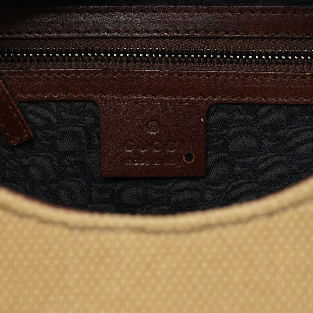 2003 Beige Canvas Wood Handle Shoulder Bag