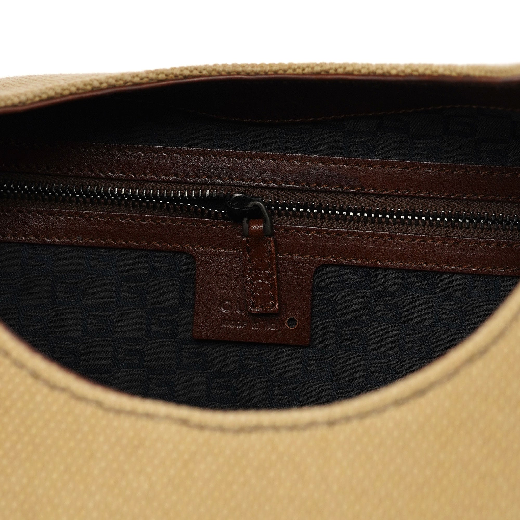 2003 Beige Canvas Wood Handle Shoulder Bag