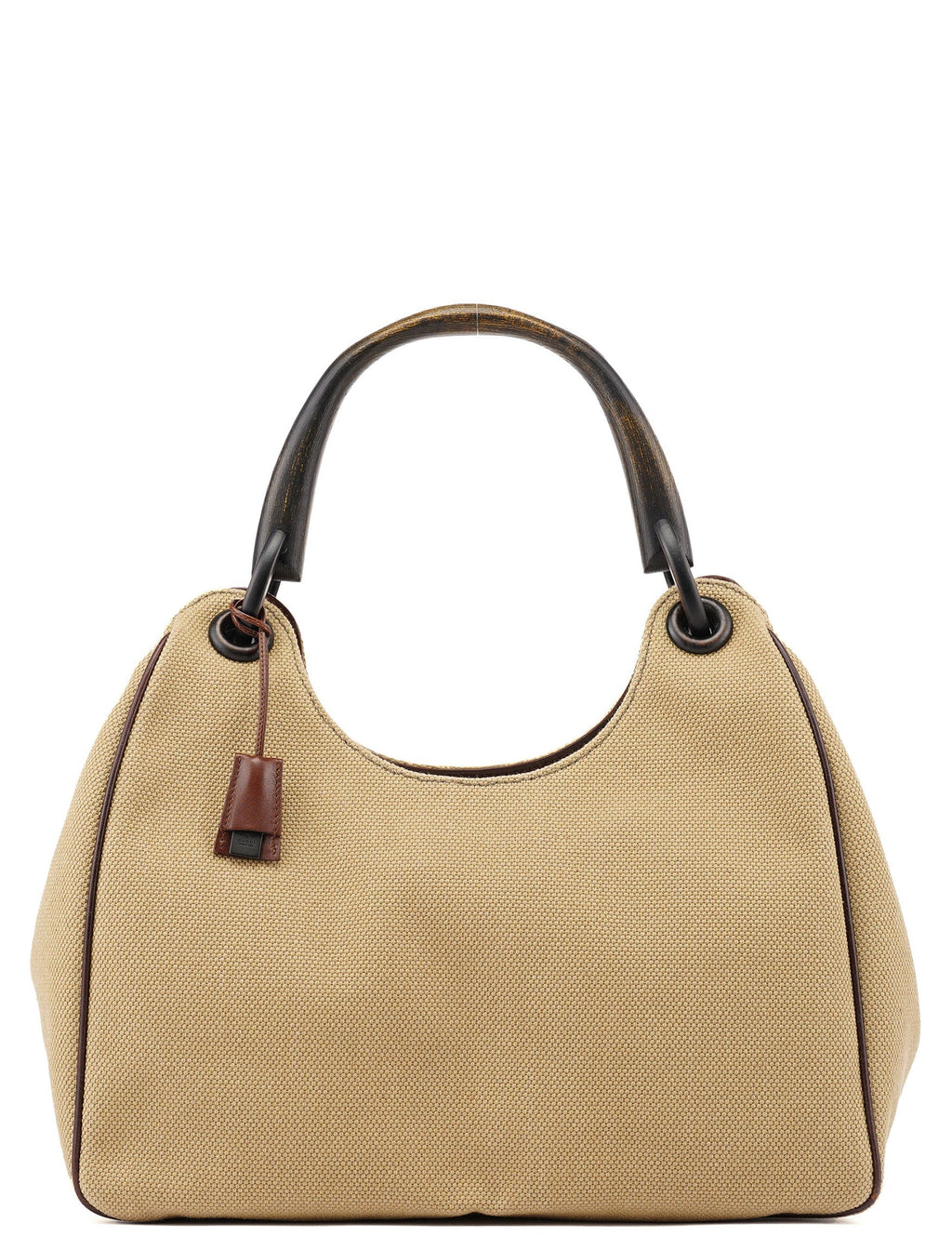 2003 Beige Canvas Wood Handle Shoulder Bag