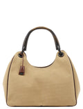 2003 Beige Canvas Wood Handle Shoulder Bag