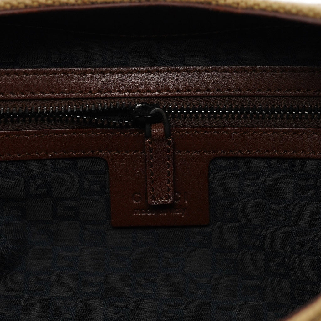 2003 Beige Canvas Wood Handle Shoulder Bag
