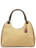 2003 Beige Canvas Wood Handle Shoulder Bag