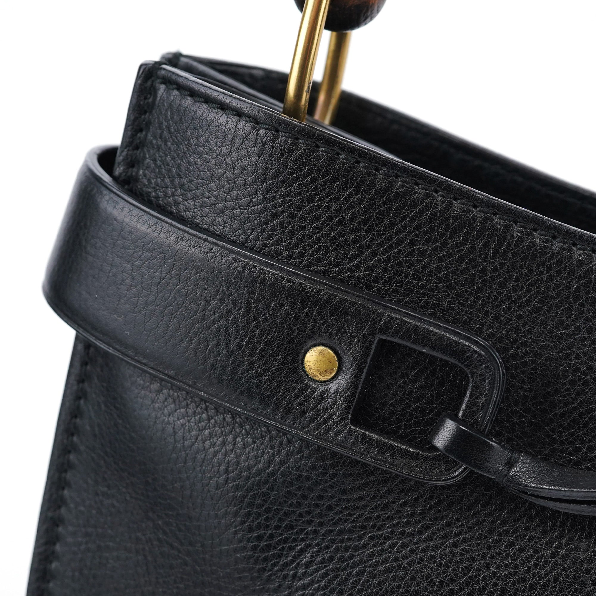 2003 Black Calfskin Bamboo Shoulder Bag