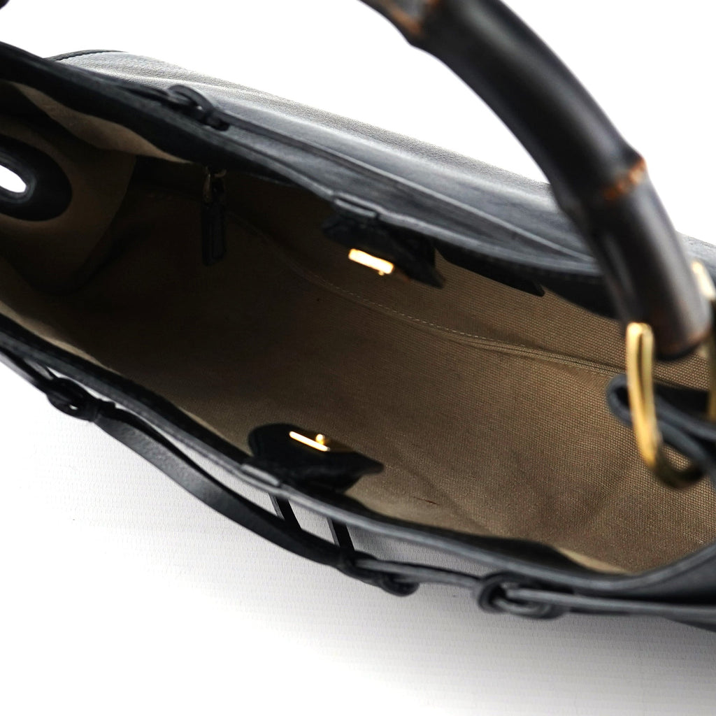 2003 Black Calfskin Bamboo Shoulder Bag