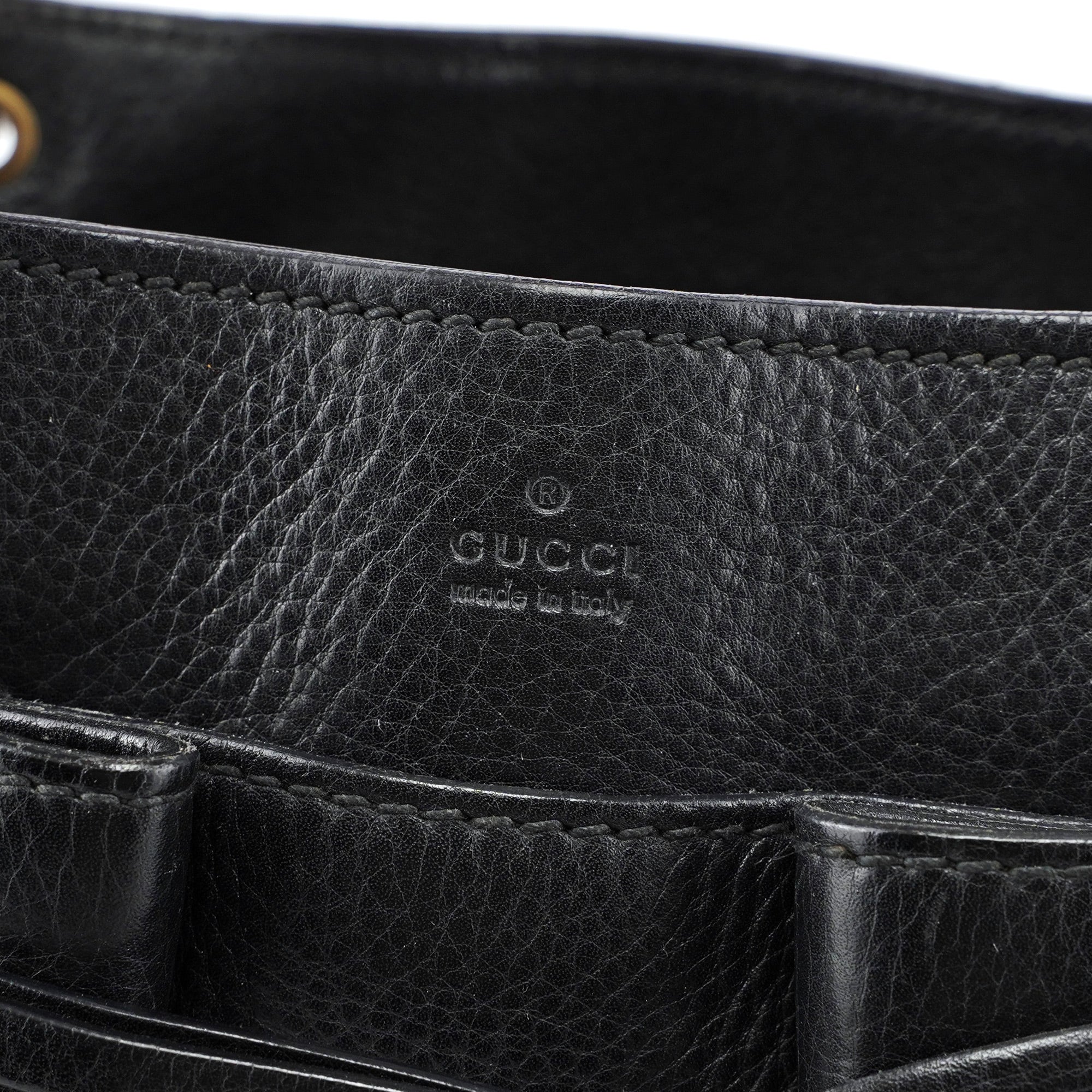 2003 Black Leather Bamboo Top Handle Bag