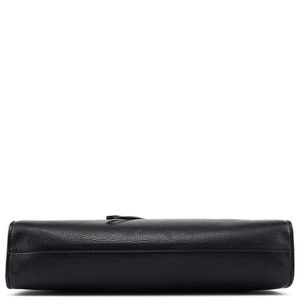 2003 Black Leather Bamboo Top Handle Bag
