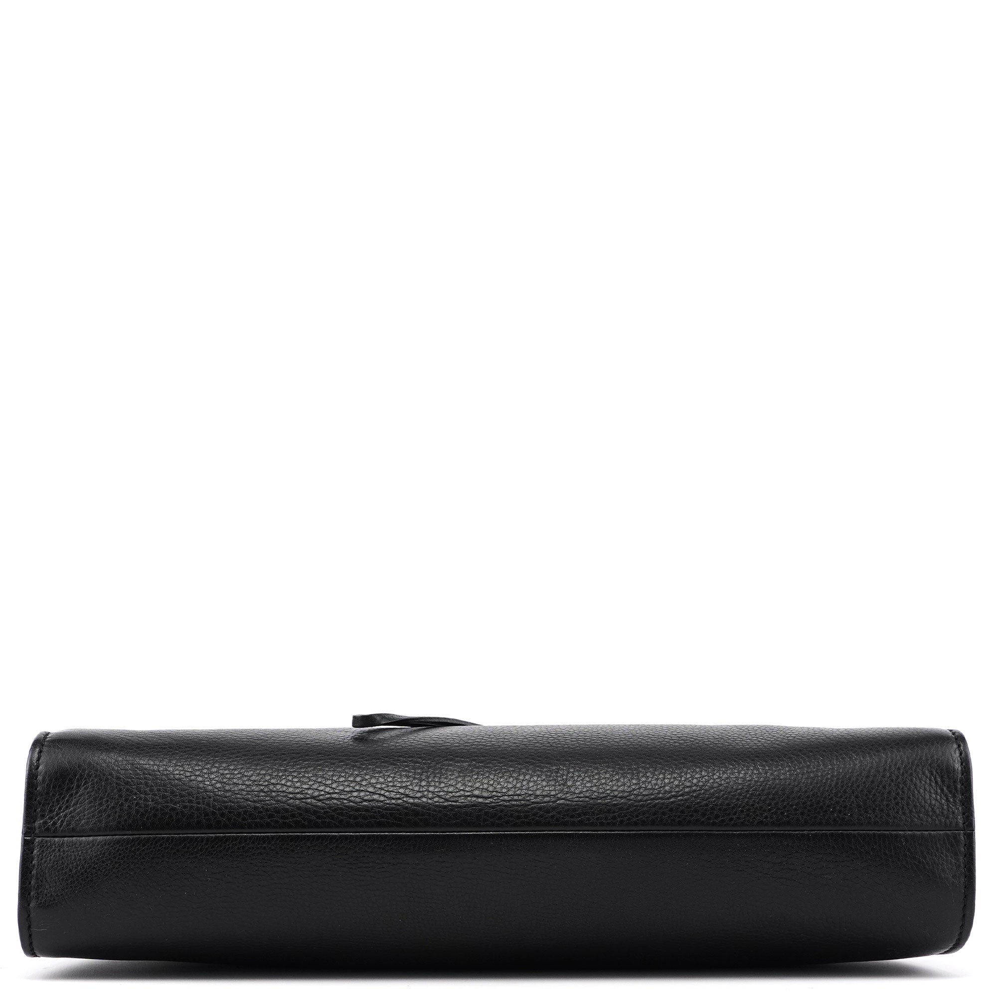 2003 Black Leather Bamboo Top Handle Bag