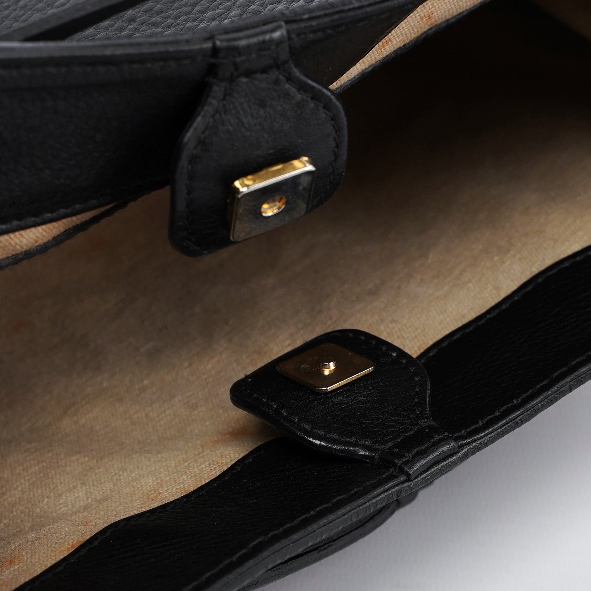 2003 Black Leather Bamboo Top Handle Bag