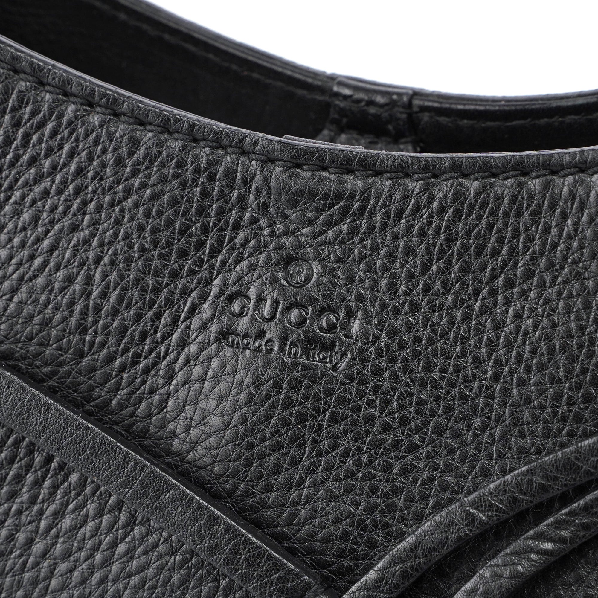 2003 Black Leather Bamboo Top Handle Bag