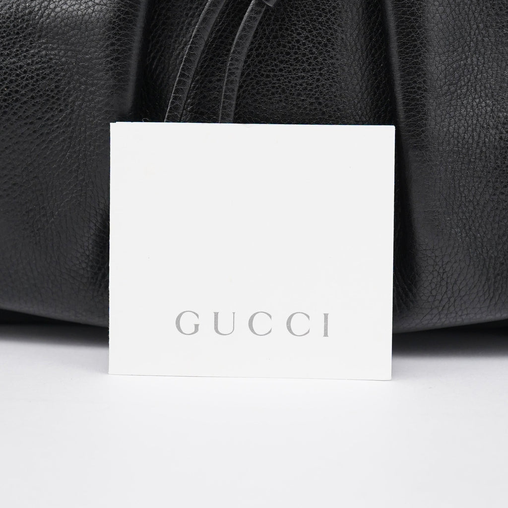 2003 Black Leather Bamboo Tote Bag