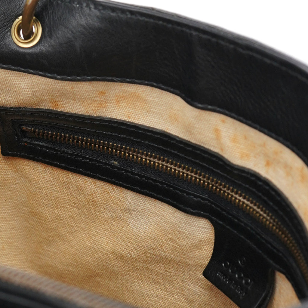 2003 Black Leather Bamboo Tote Bag