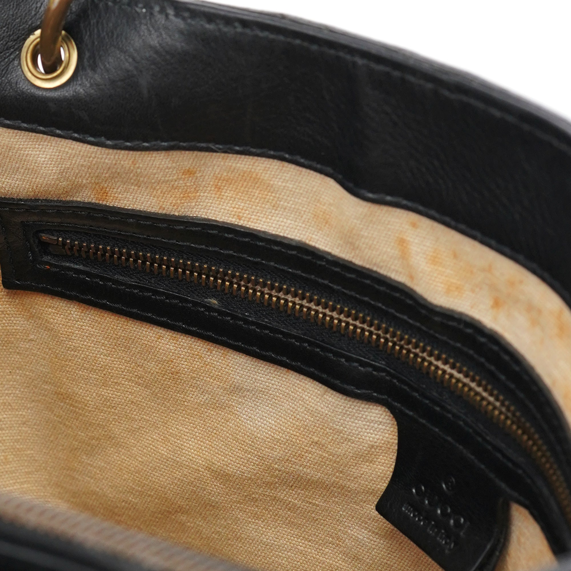 2003 Black Leather Bamboo Tote Bag