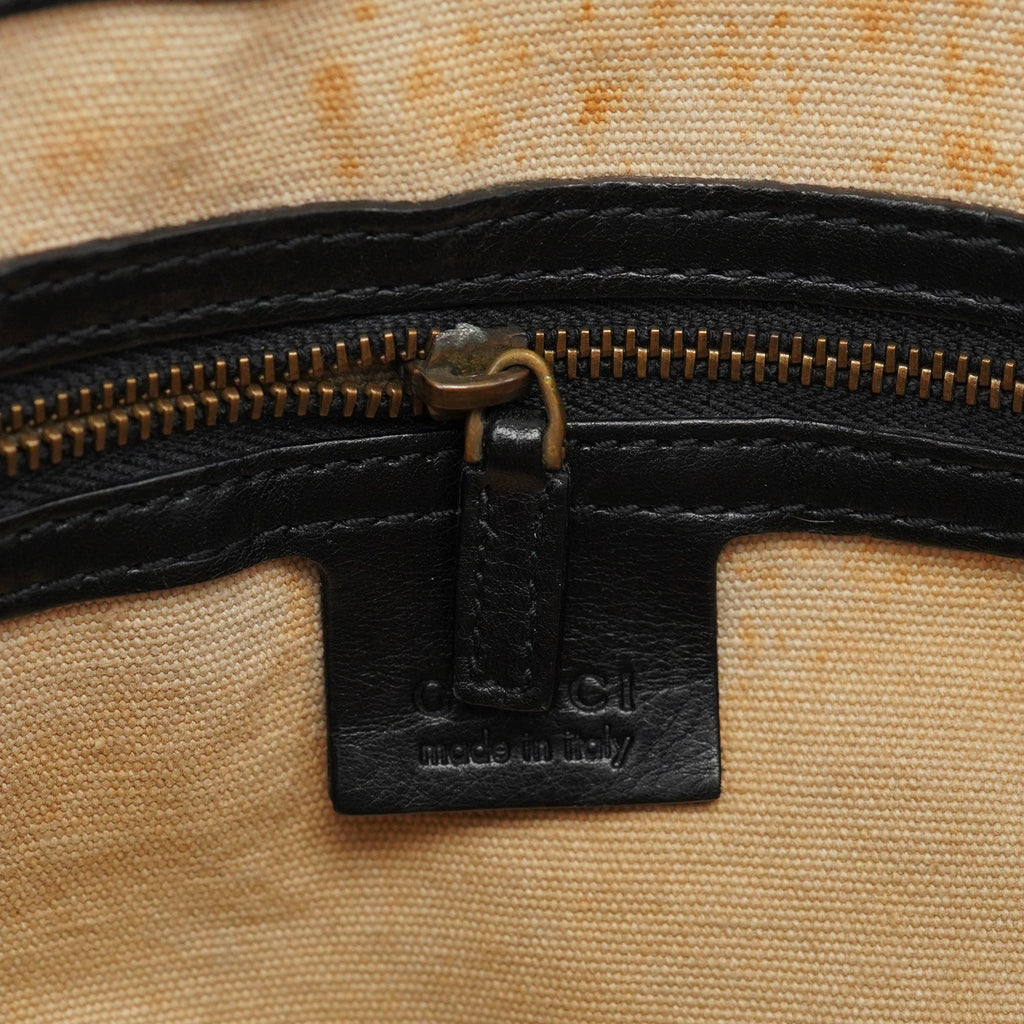 2003 Black Leather Bamboo Tote Bag