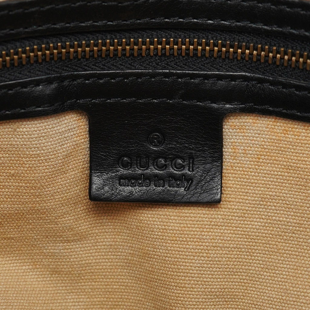 2003 Black Leather Bamboo Tote Bag