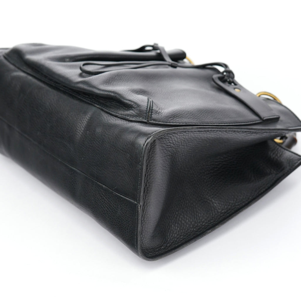 2003 Black Leather Bamboo Tote Bag