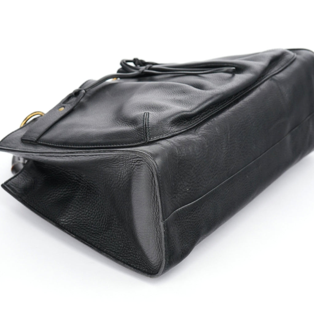 2003 Black Leather Bamboo Tote Bag