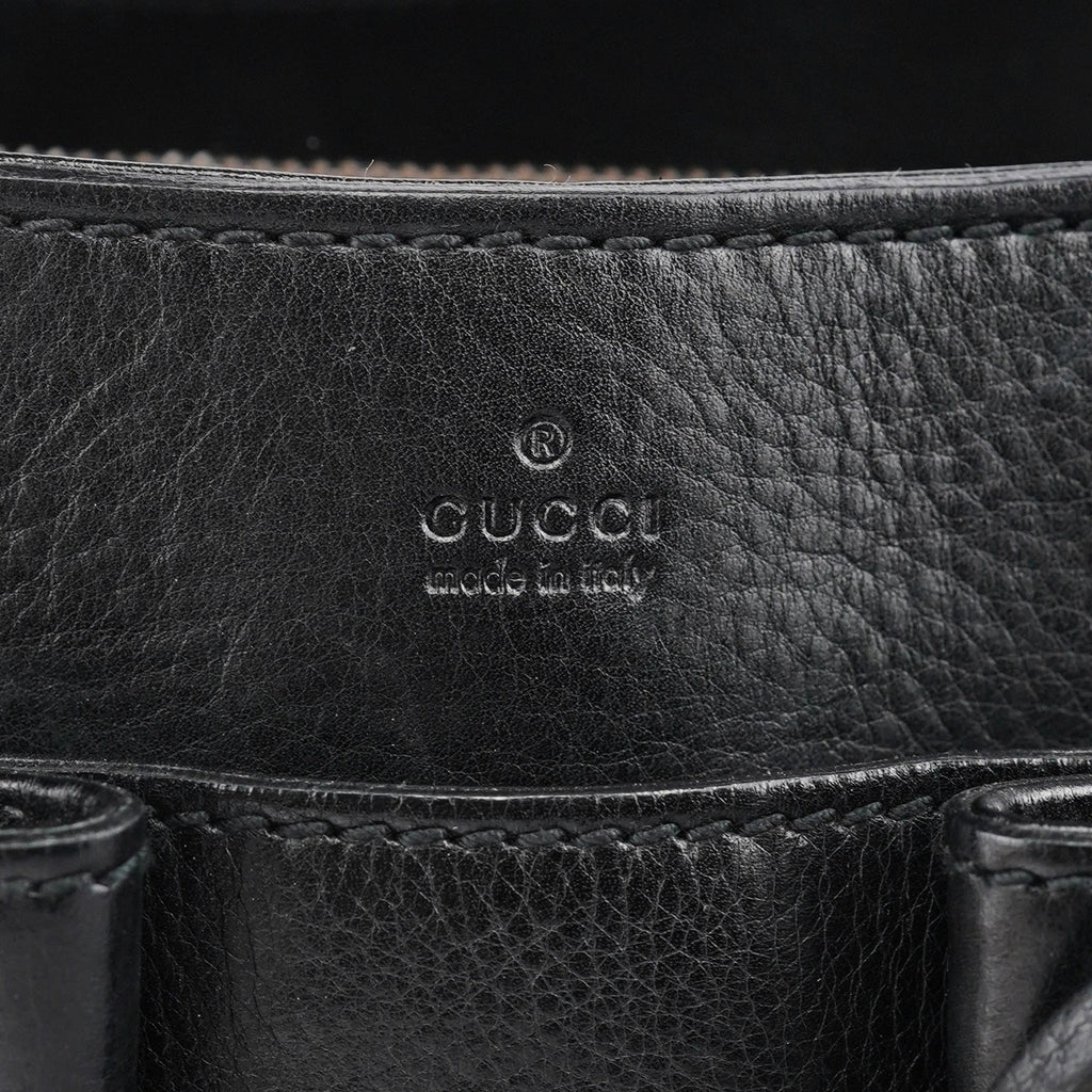 2003 Black Leather Bamboo Tote Bag