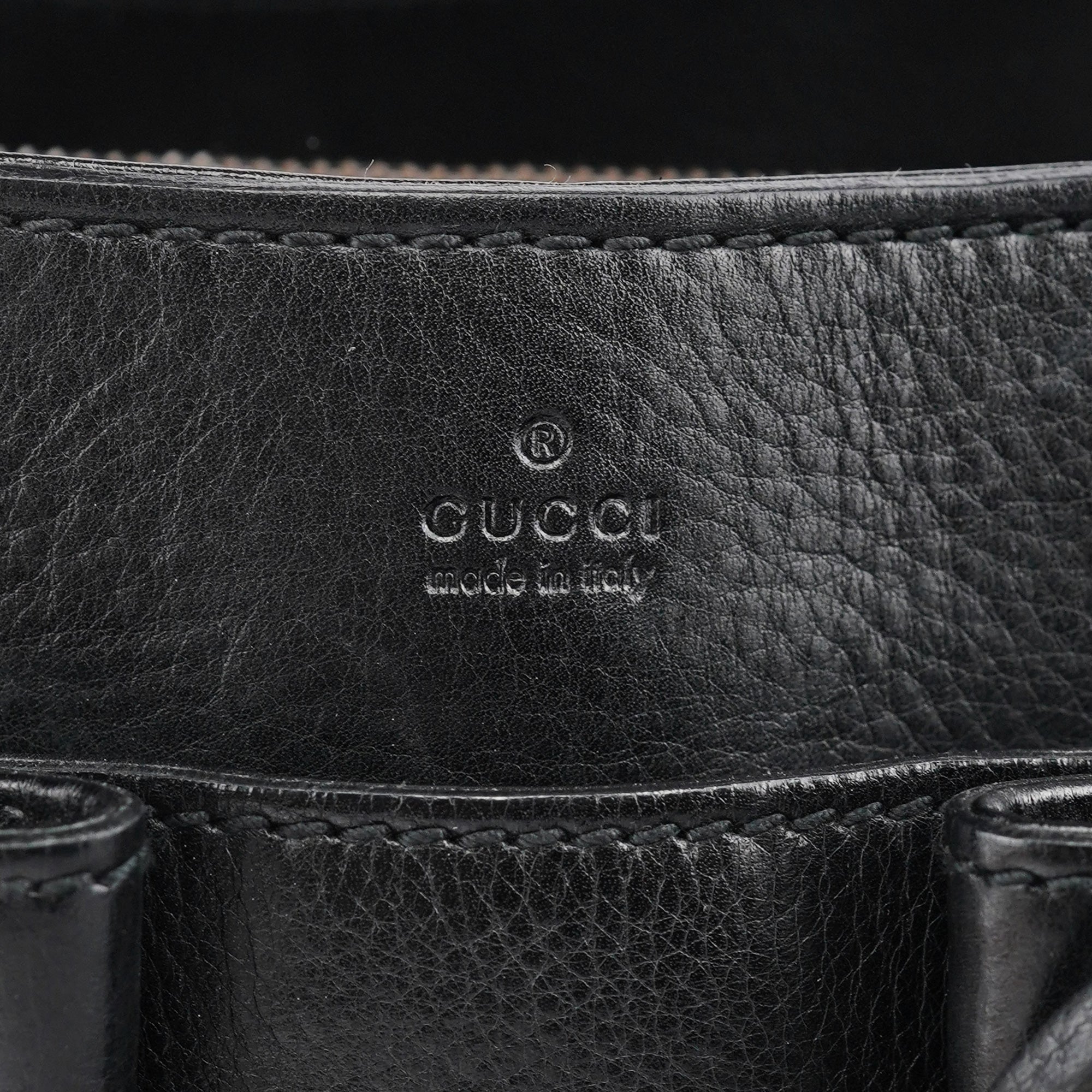 2003 Black Leather Bamboo Tote Bag
