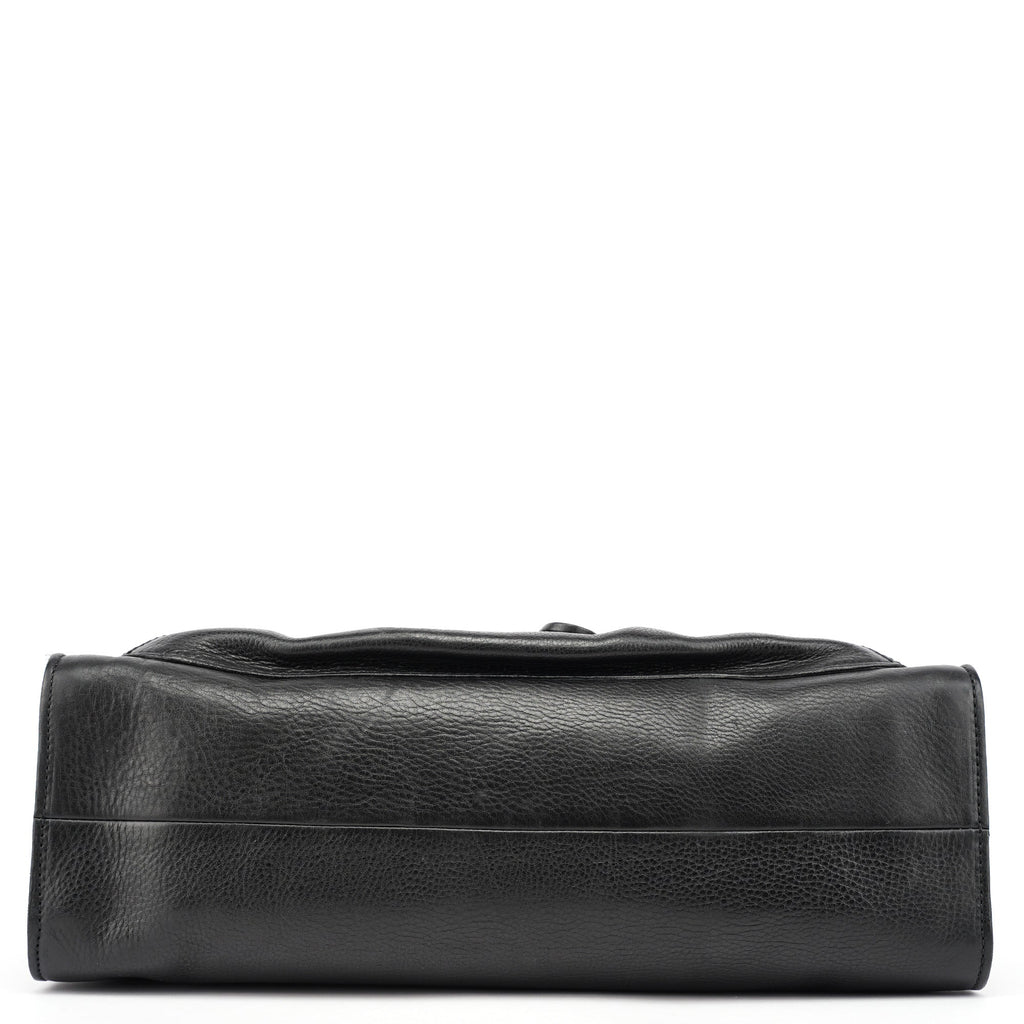 2003 Black Leather Bamboo Tote Bag