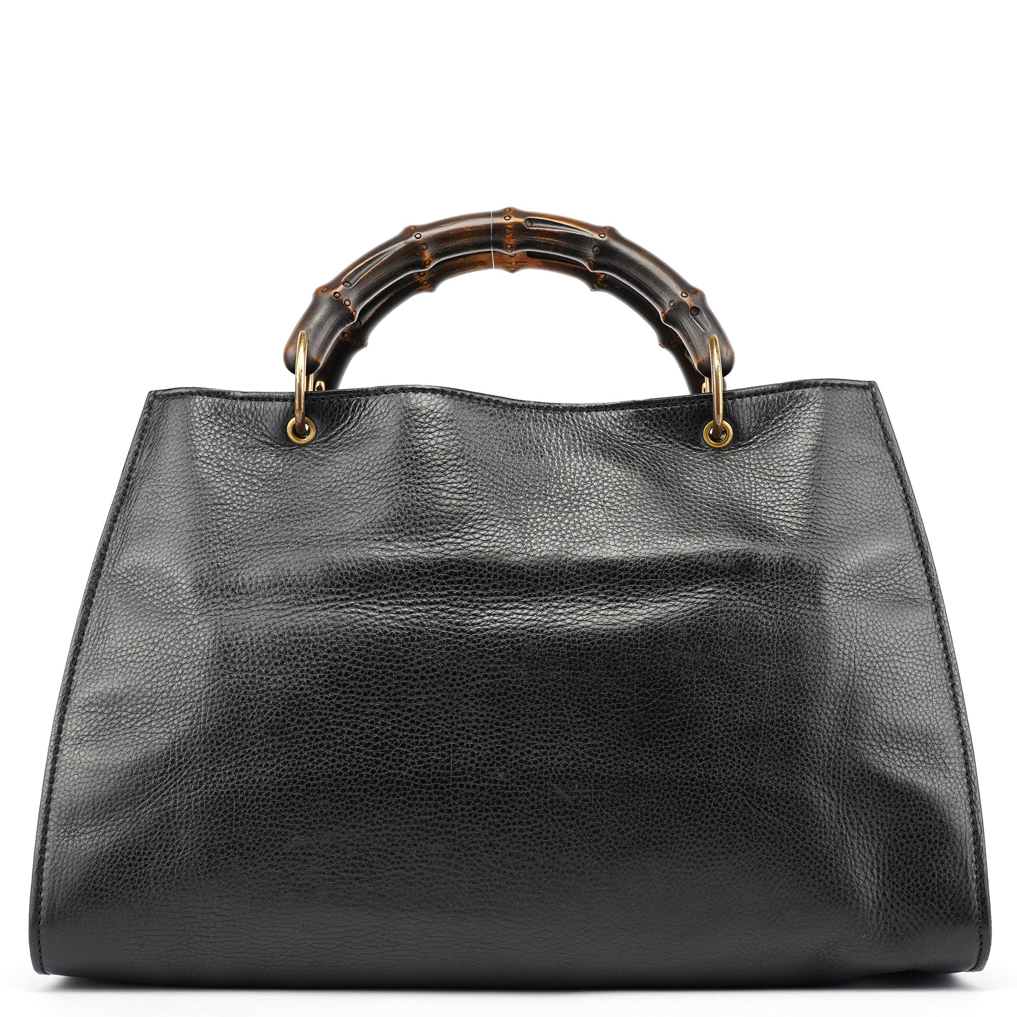 2003 Black Leather Bamboo Tote Bag