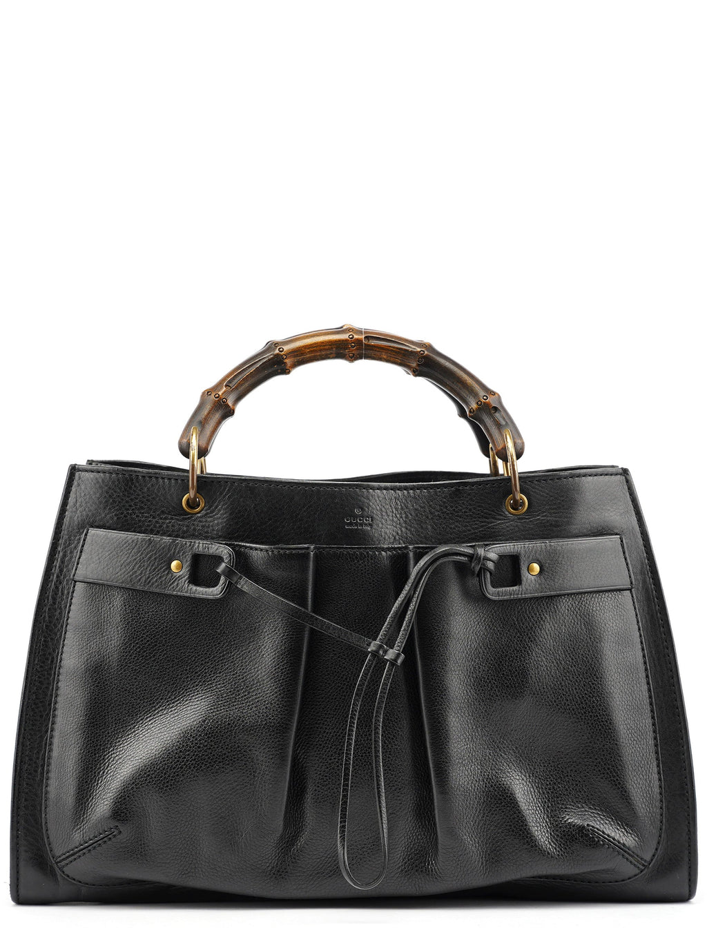 2003 Black Leather Bamboo Tote Bag