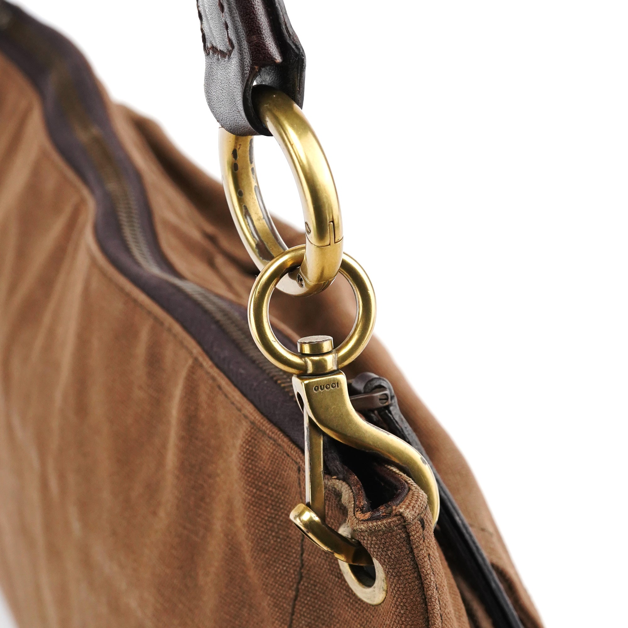 2003 Brown Canvas Leather Shoulder Bag