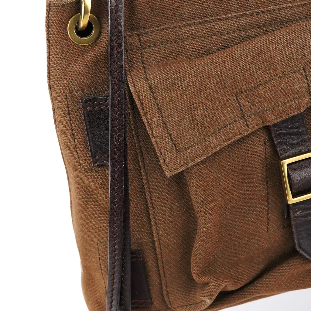 2003 Brown Canvas Leather Shoulder Bag