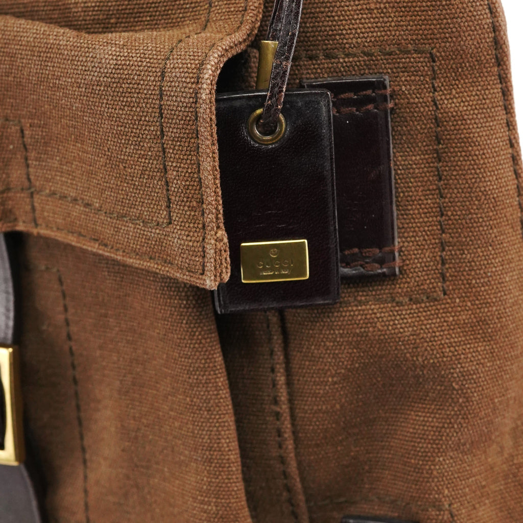 2003 Brown Canvas Leather Shoulder Bag