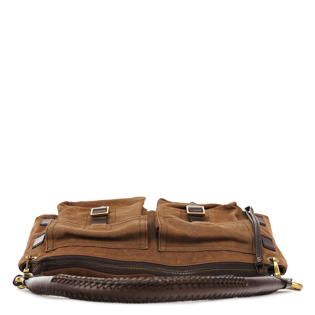 2003 Brown Canvas Leather Shoulder Bag