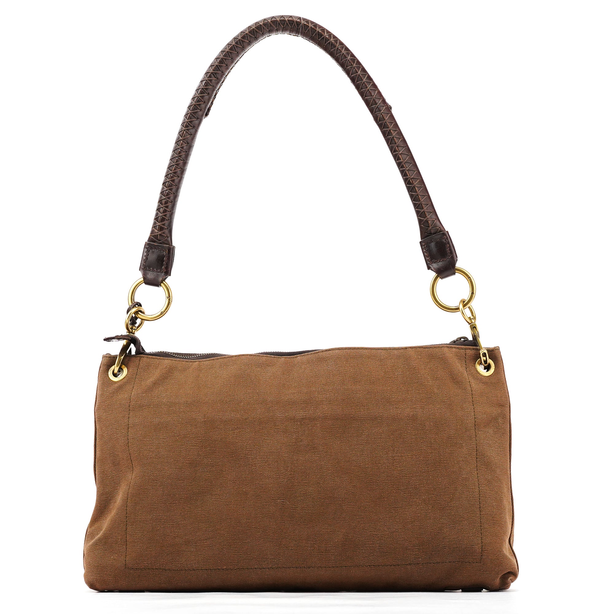 2003 Brown Canvas Leather Shoulder Bag