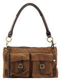 2003 Brown Canvas Leather Shoulder Bag