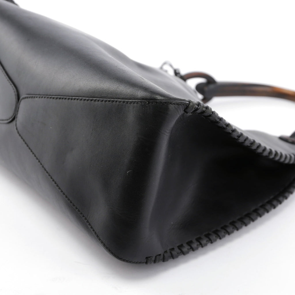 2003 brown Leather Wood Handle Bag