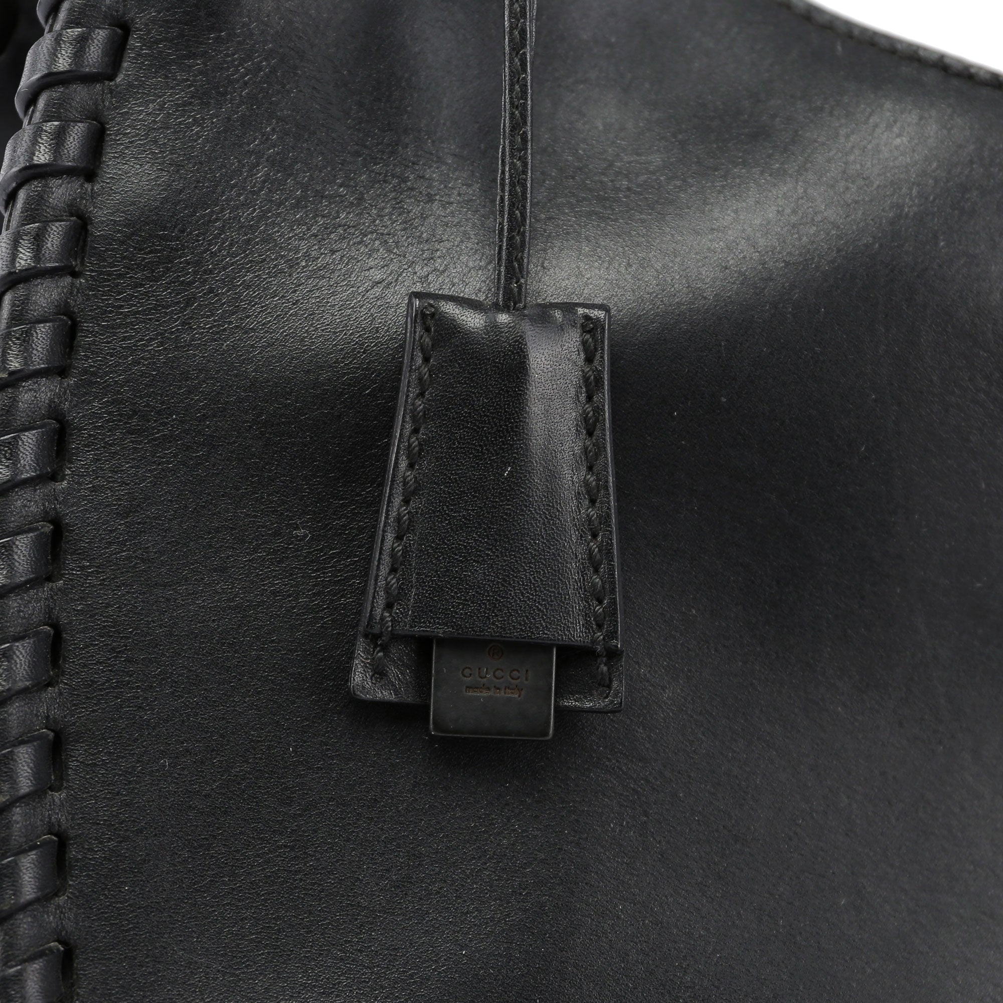 2003 brown Leather Wood Handle Bag