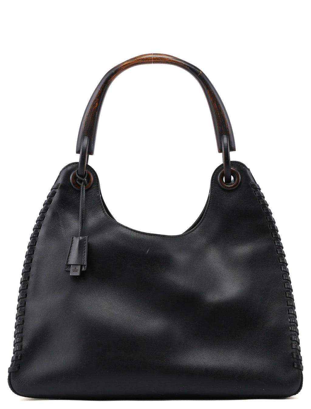 2003 brown Leather Wood Handle Bag