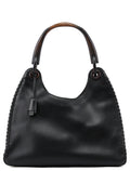 2003 brown Leather Wood Handle Bag