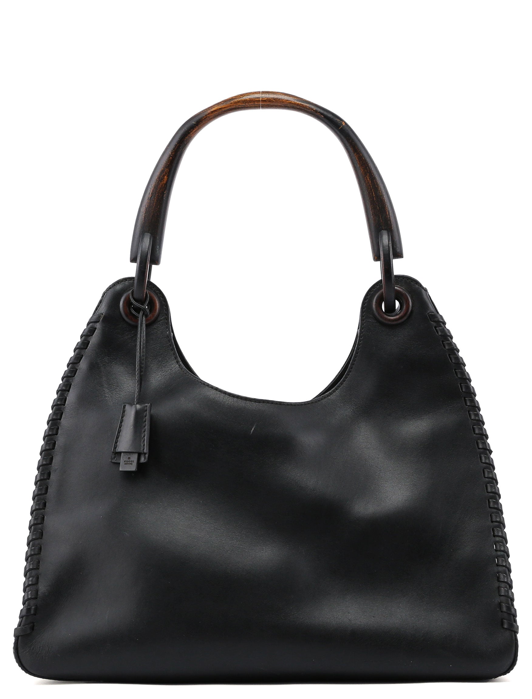 2003 brown Leather Wood Handle Bag