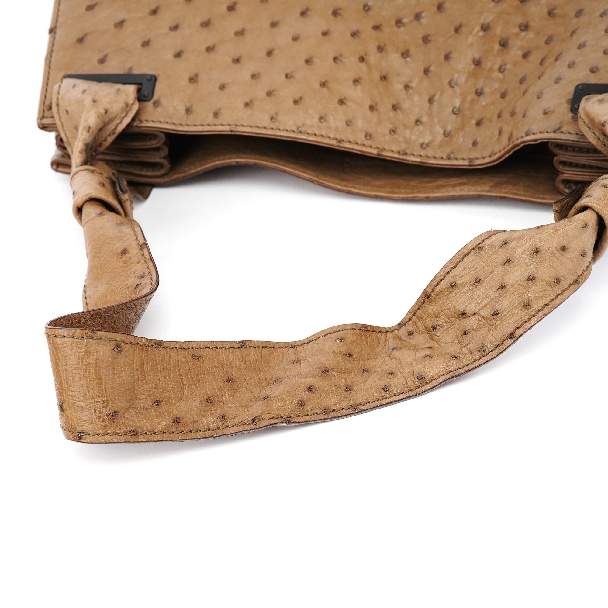 2003 Brown Ostrich Leather Shoulder Bag