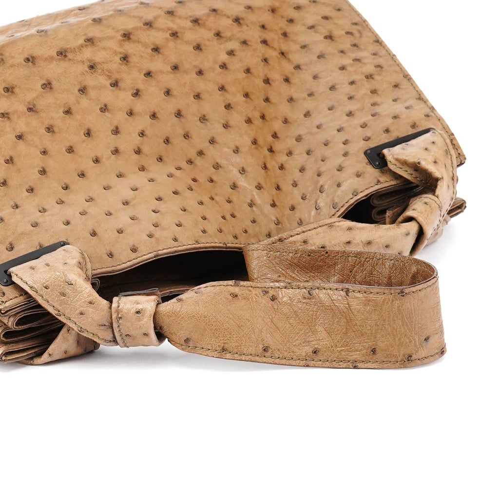 2003 Brown Ostrich Leather Shoulder Bag