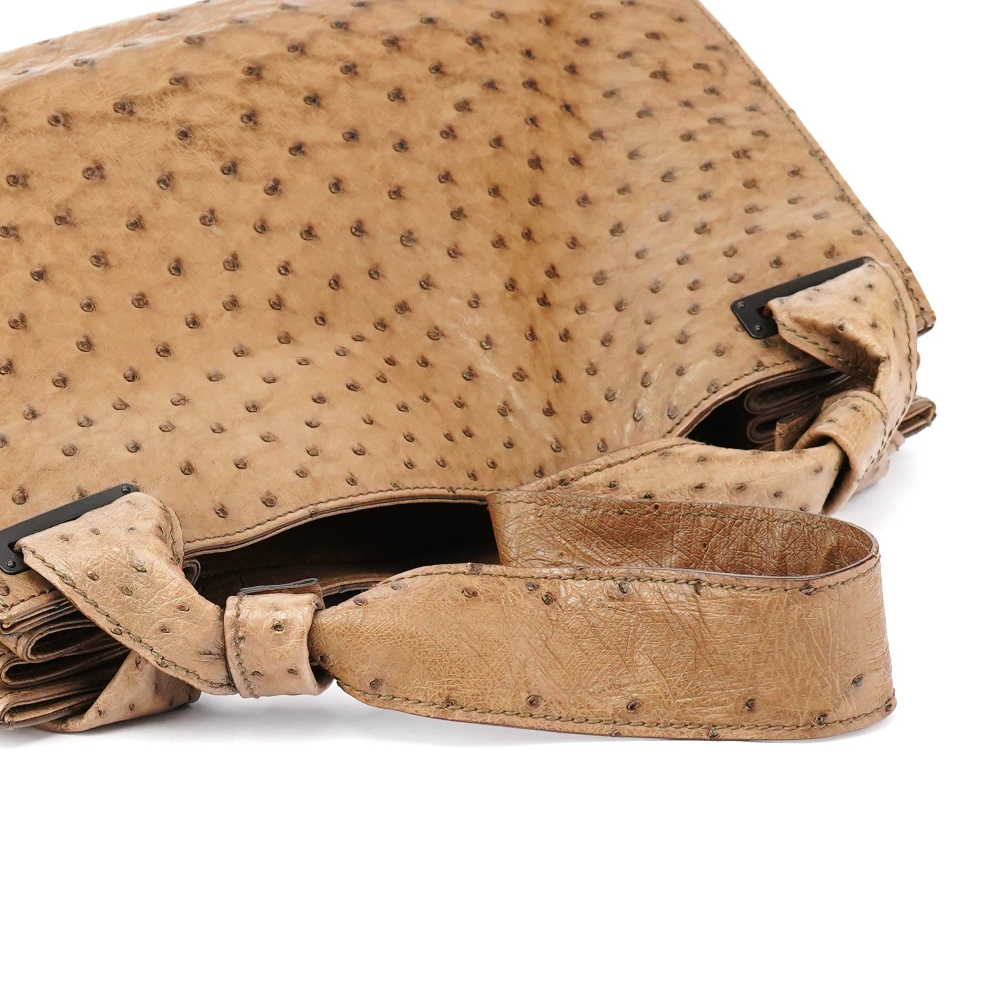 2003 Brown Ostrich Leather Shoulder Bag