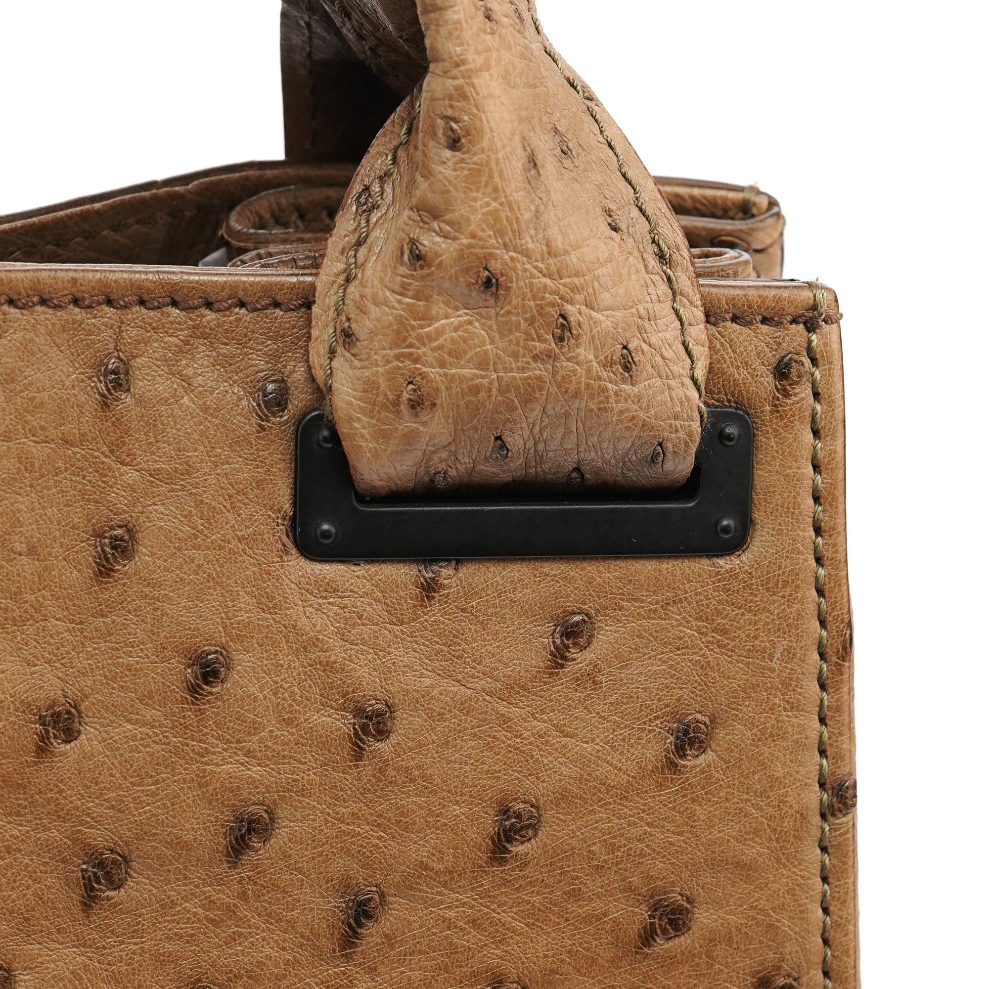 2003 Brown Ostrich Leather Shoulder Bag