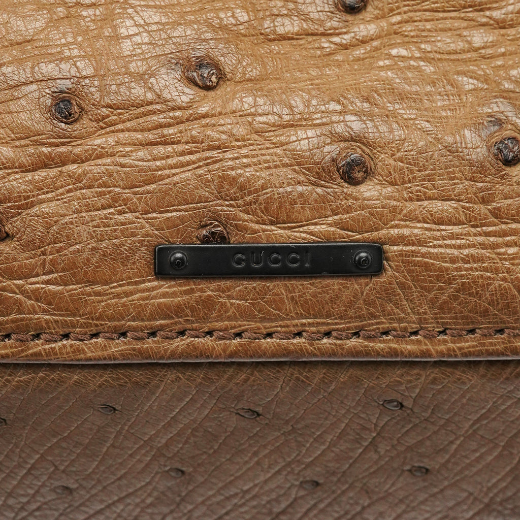 2003 Brown Ostrich Leather Shoulder Bag