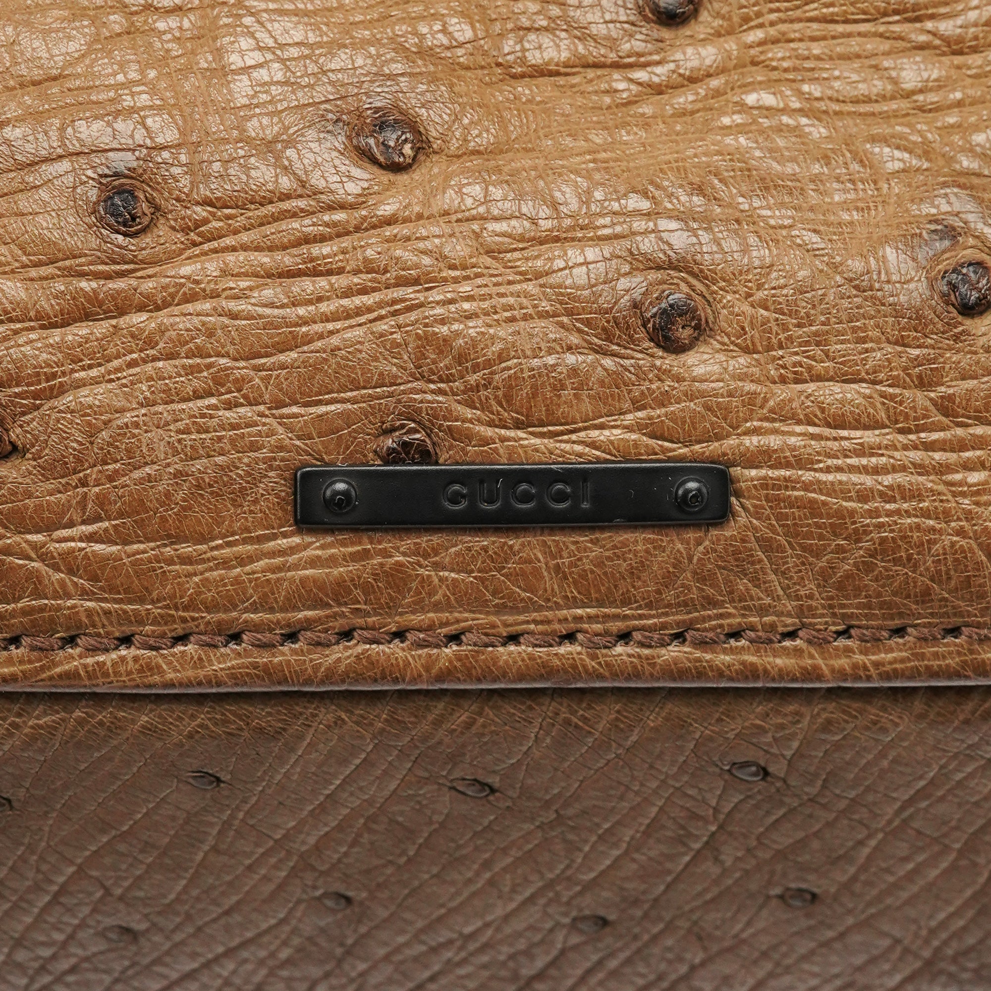 2003 Brown Ostrich Leather Shoulder Bag