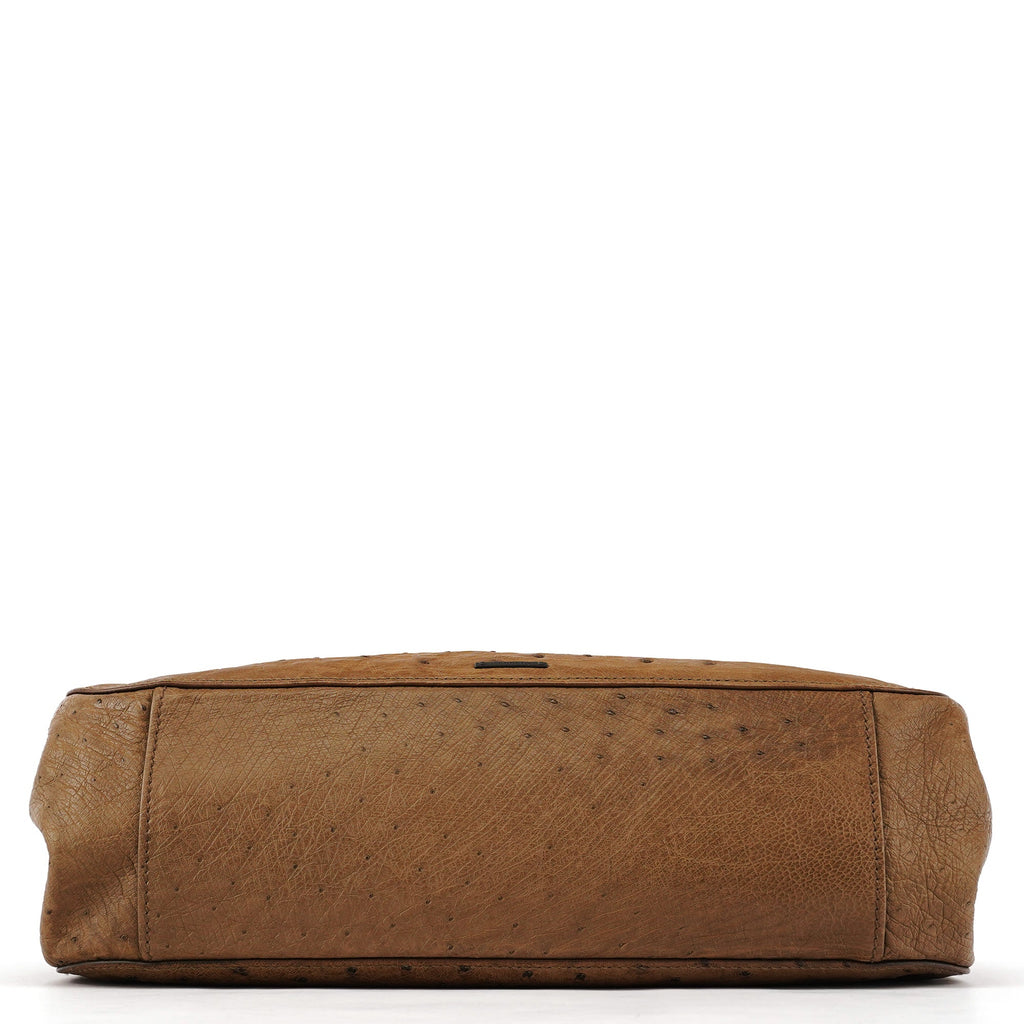 2003 Brown Ostrich Leather Shoulder Bag