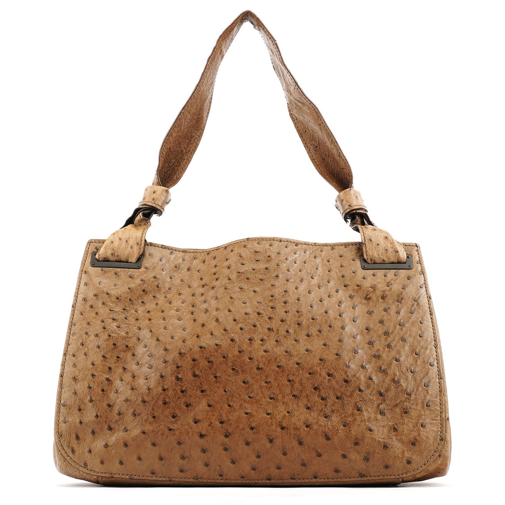 2003 Brown Ostrich Leather Shoulder Bag