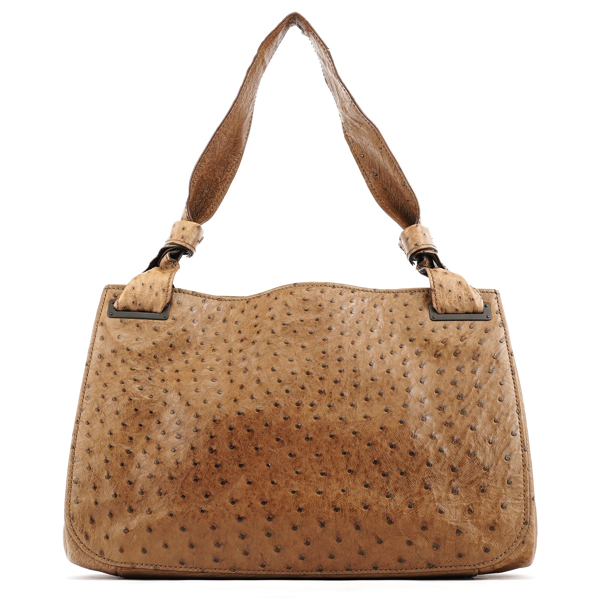 2003 Brown Ostrich Leather Shoulder Bag