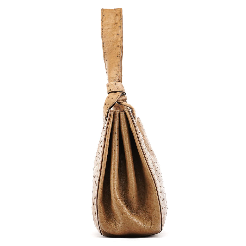 2003 Brown Ostrich Leather Shoulder Bag