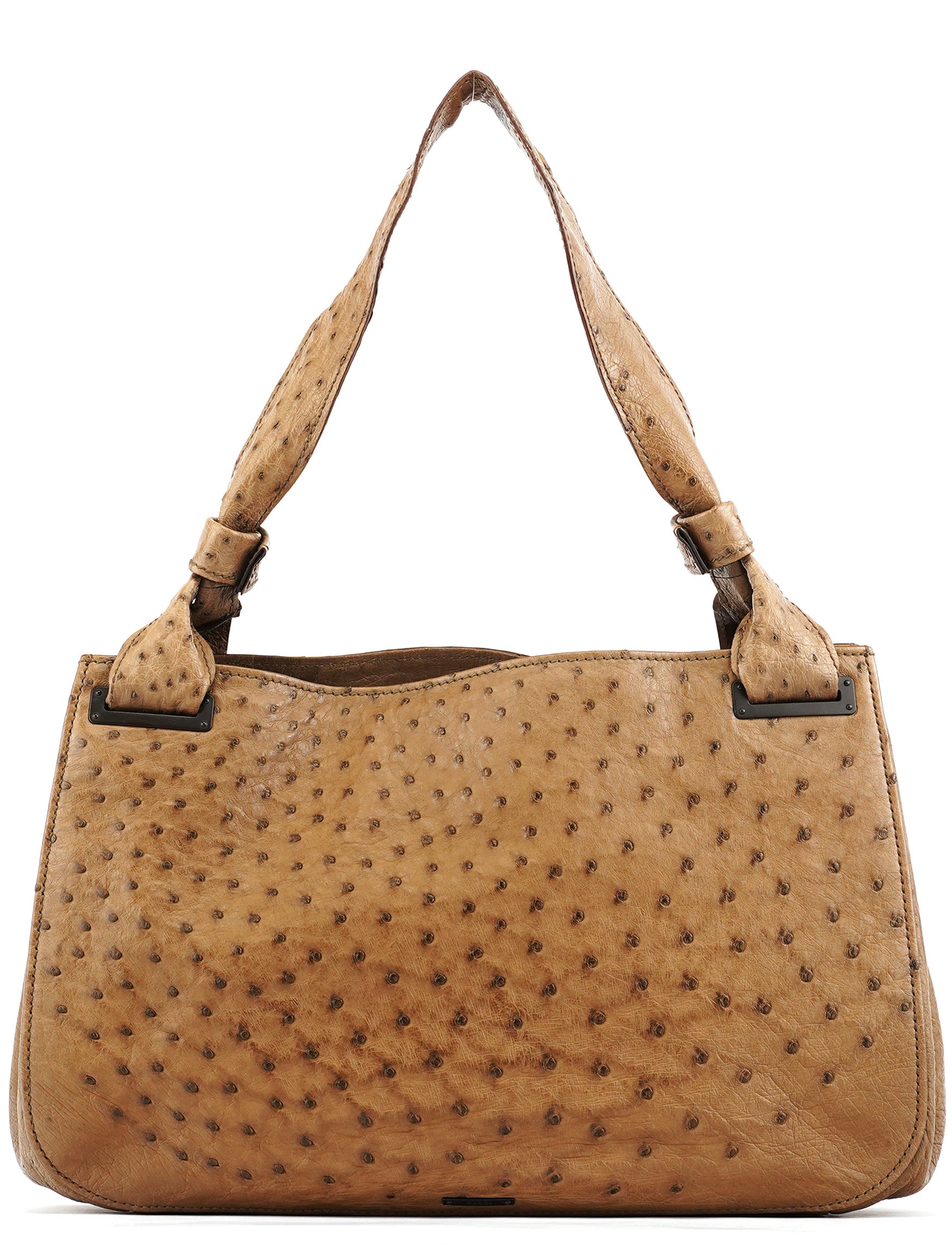 2003 Brown Ostrich Leather Shoulder Bag