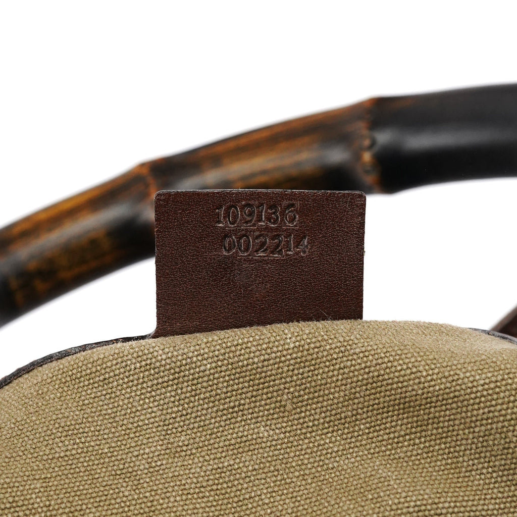 2003 Khaki Canvas Bamboo Shoulder Bag