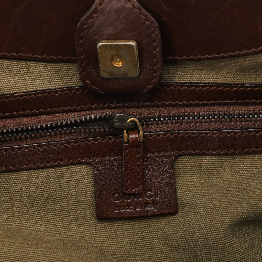 2003 Khaki Canvas Bamboo Shoulder Bag