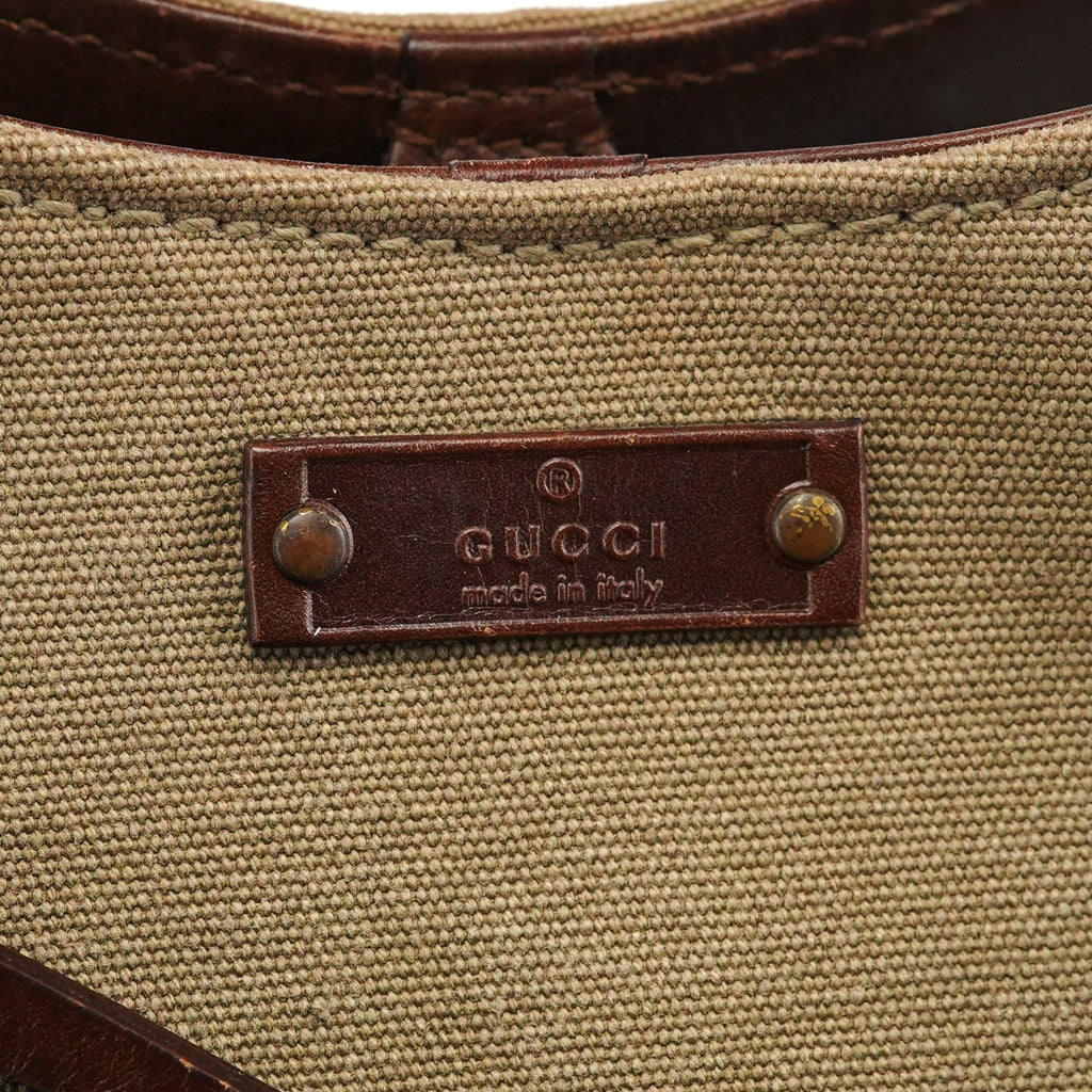 2003 Khaki Canvas Bamboo Shoulder Bag